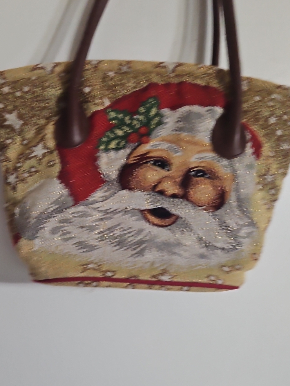Festive Santa Tote Bag in Red and Gold